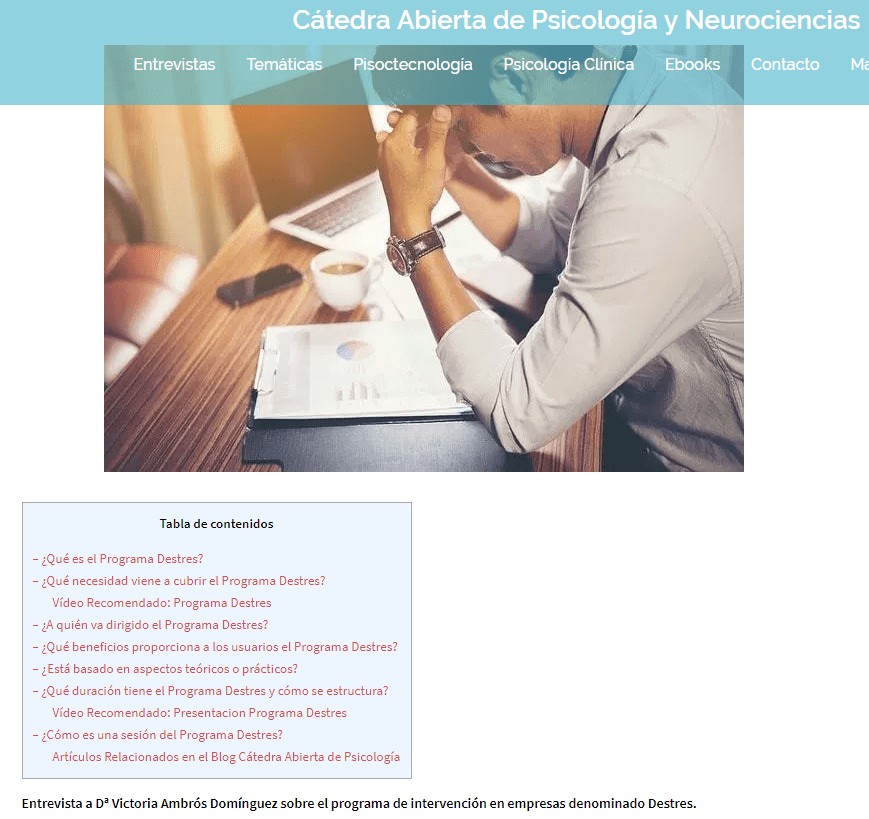 Entrevista sobre Programa Destres en Cátedra Abierta de Psicología y Neurociencias